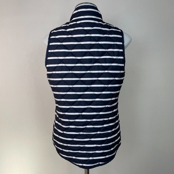 Gap Quilted Puffer Vest XS Navy Blue White Striped Full-Zip Pockets Women's - Picture 5 of 11
